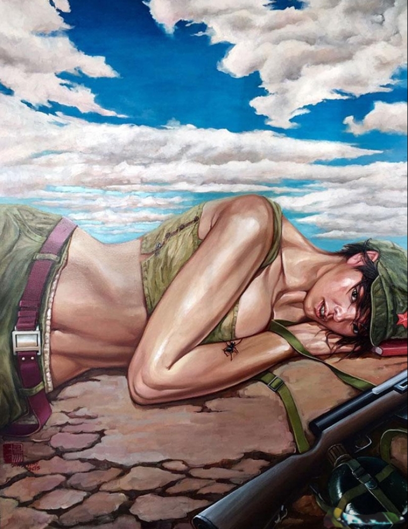 Girls in the army: sexual painting of Hu Ming