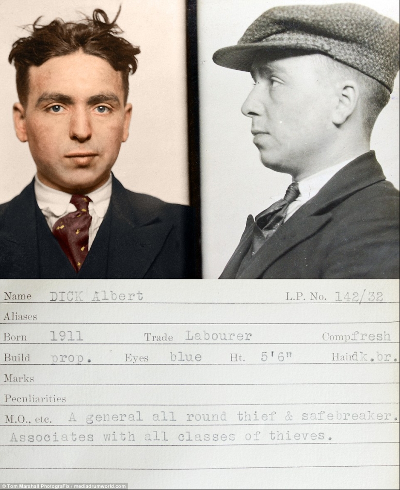 Hop-stop, we are not afraid of Scotland Yard: Color photographs of criminals of the 1930s