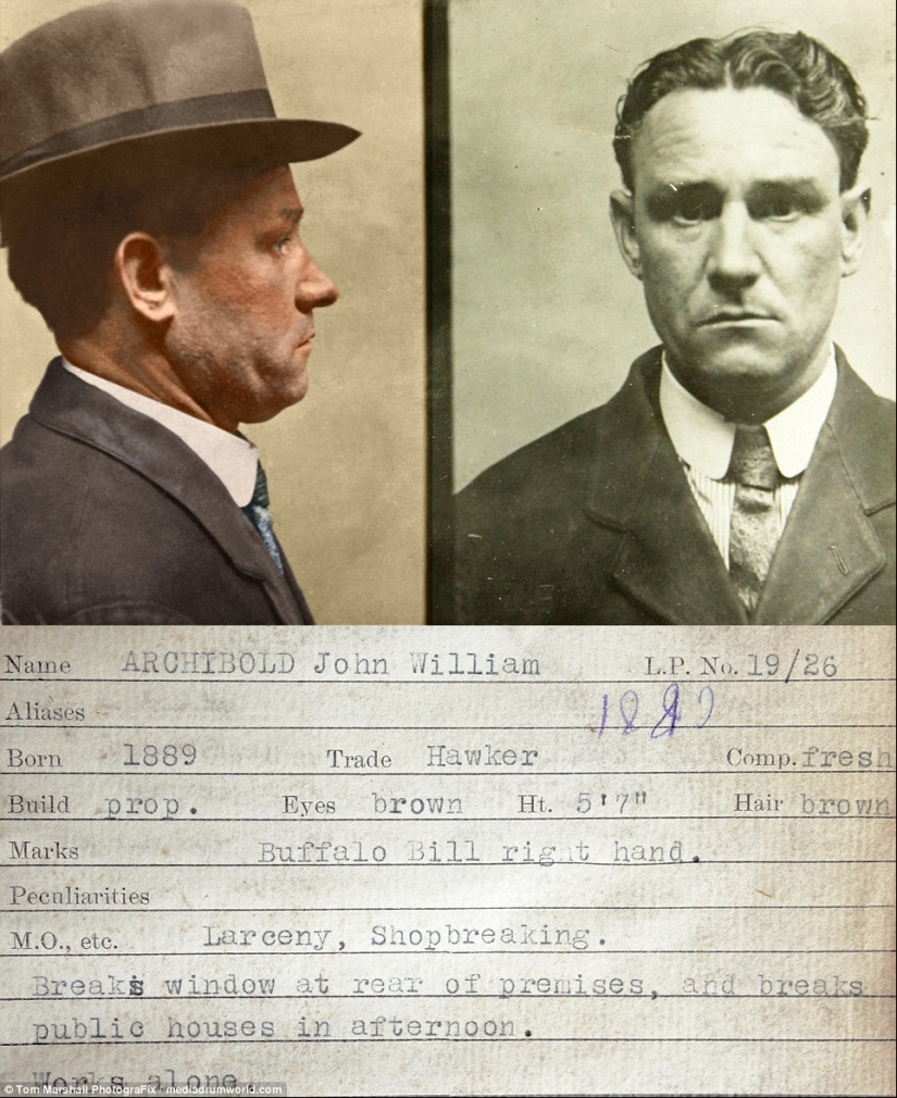 Hop-stop, we are not afraid of Scotland Yard: Color photographs of criminals of the 1930s