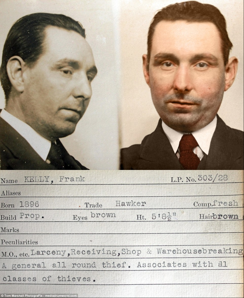 Hop-stop, we are not afraid of Scotland Yard: Color photographs of criminals of the 1930s