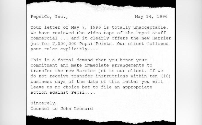How a student wanted to sue Pepsi for a fighter jet, and what came of it