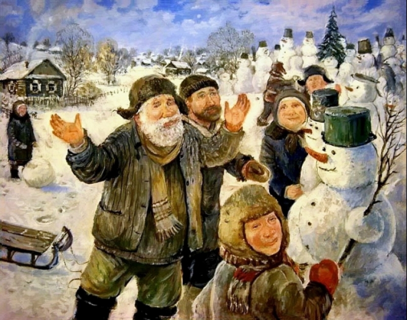 How did the custom of making snowmen and snow women appear