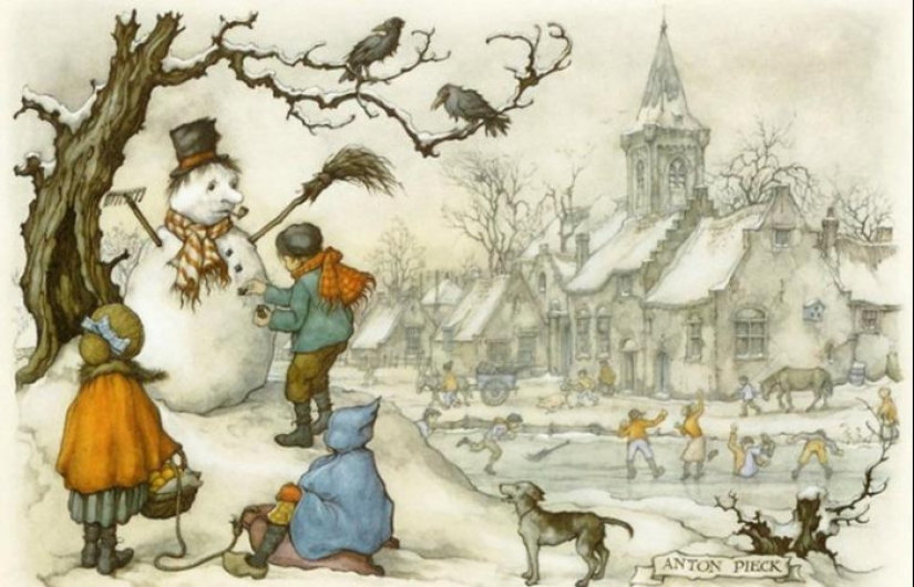 How did the custom of making snowmen and snow women appear