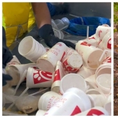 How used disposable tableware turns into park benches How used disposable tableware turns into park benches