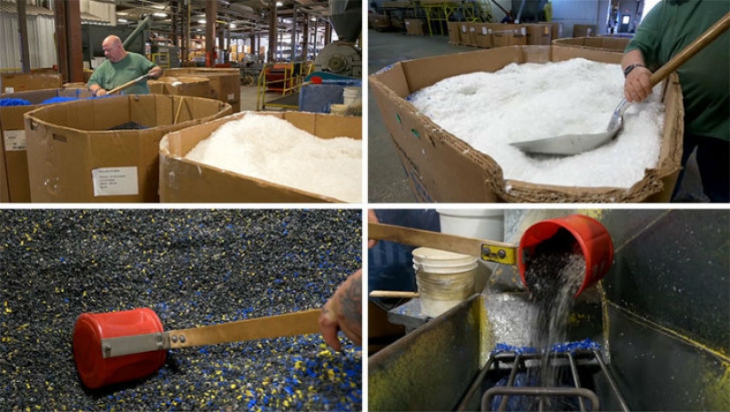 How used disposable tableware turns into park benches How used disposable tableware turns into park benches