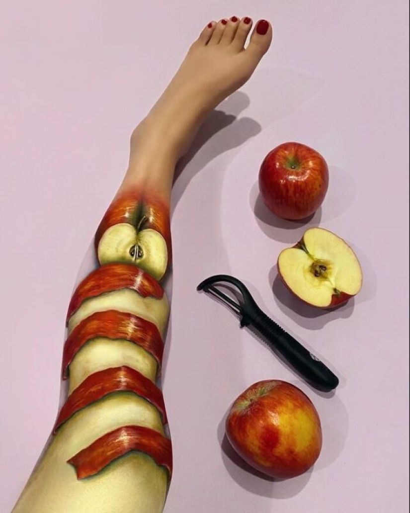 Ilusión óptica sobre su propio cuerpo y de la genialidad de maquillaje Mimi Choi