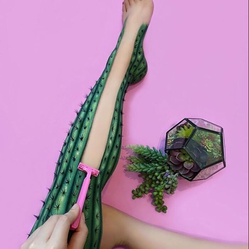 Ilusión óptica sobre su propio cuerpo y de la genialidad de maquillaje Mimi Choi