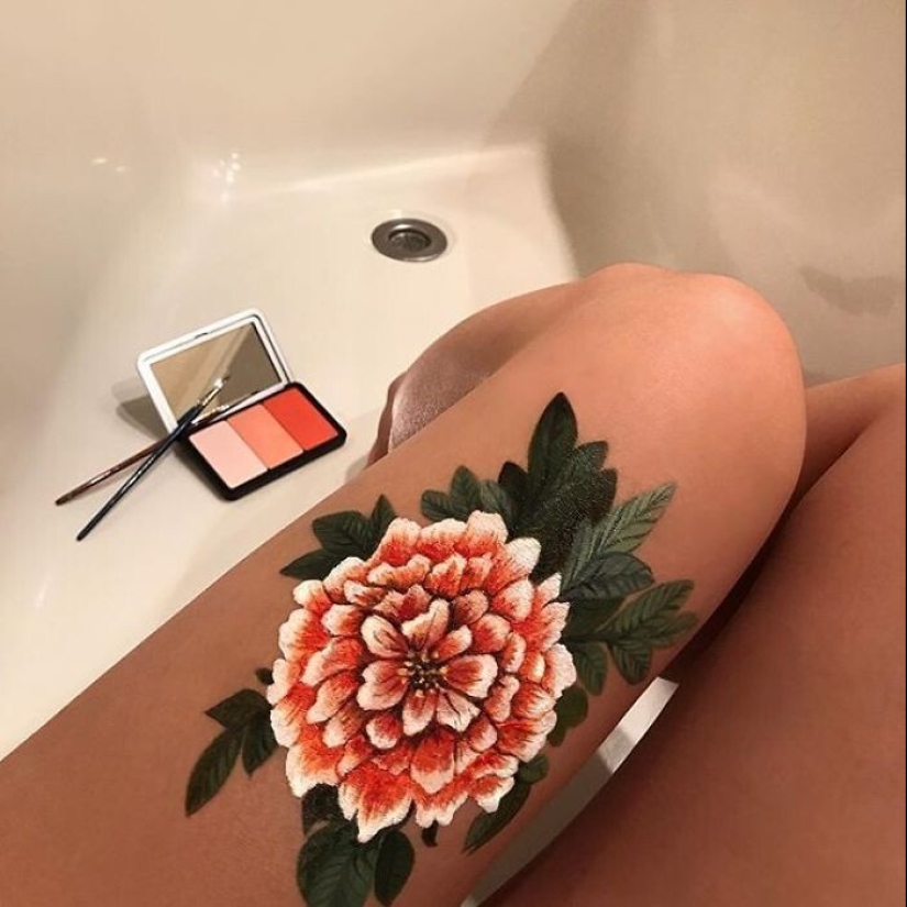Ilusión óptica sobre su propio cuerpo y de la genialidad de maquillaje Mimi Choi