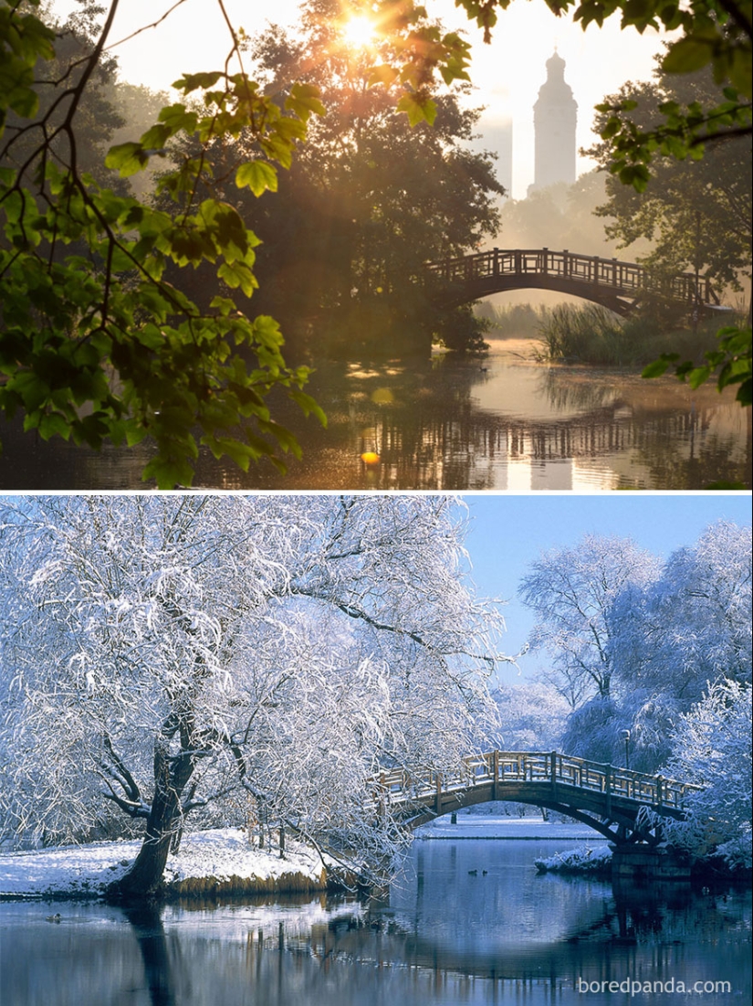 Imágenes mágicas de lugares pintorescos antes y durante el invierno Imágenes mágicas de lugares pintorescos antes y durante el invierno