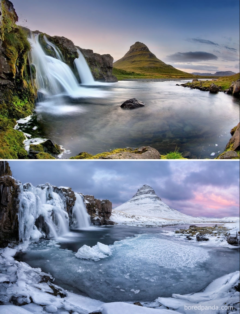 Imágenes mágicas de lugares pintorescos antes y durante el invierno Imágenes mágicas de lugares pintorescos antes y durante el invierno