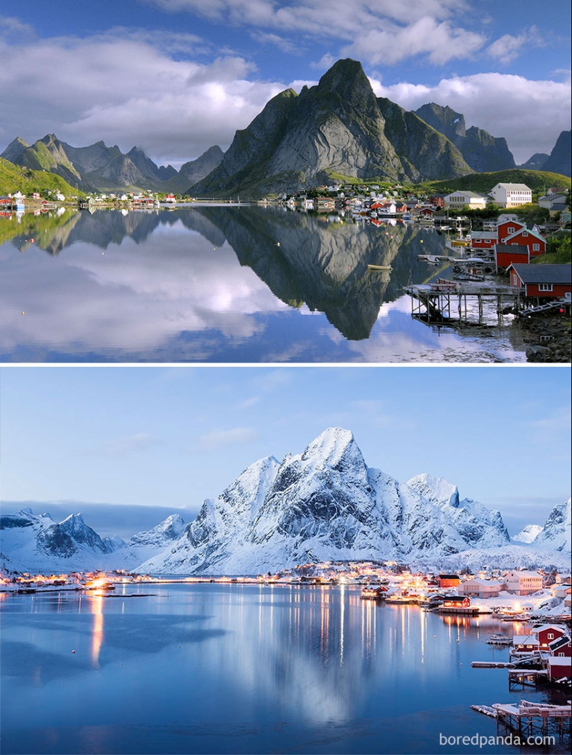 Imágenes mágicas de lugares pintorescos antes y durante el invierno Imágenes mágicas de lugares pintorescos antes y durante el invierno