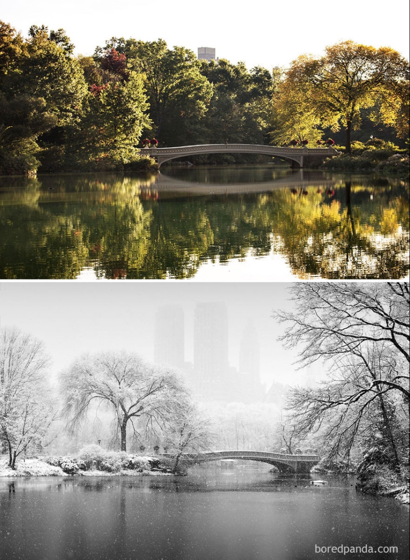 Imágenes mágicas de lugares pintorescos antes y durante el invierno Imágenes mágicas de lugares pintorescos antes y durante el invierno