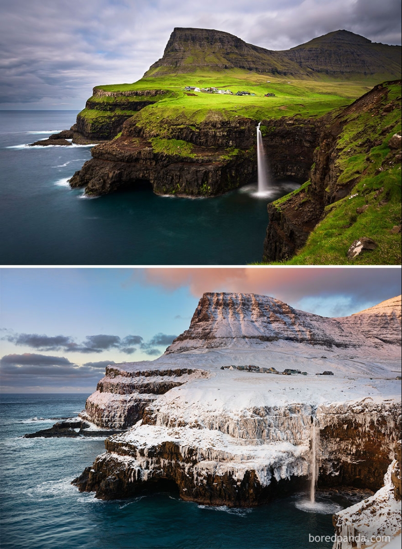 Imágenes mágicas de lugares pintorescos antes y durante el invierno Imágenes mágicas de lugares pintorescos antes y durante el invierno