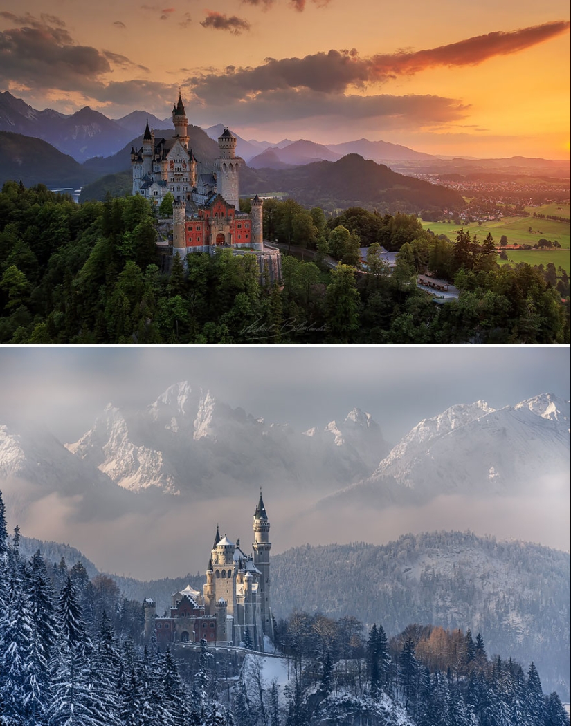 Imágenes mágicas de lugares pintorescos antes y durante el invierno Imágenes mágicas de lugares pintorescos antes y durante el invierno