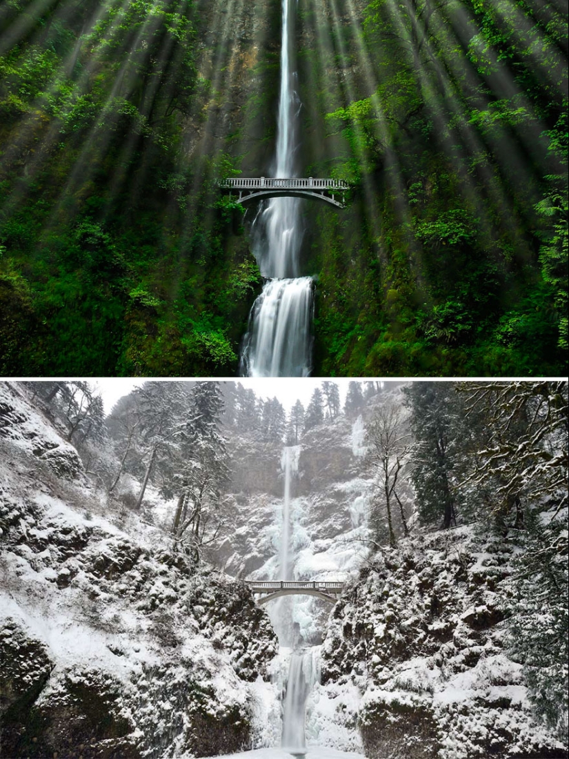 Imágenes mágicas de lugares pintorescos antes y durante el invierno Imágenes mágicas de lugares pintorescos antes y durante el invierno