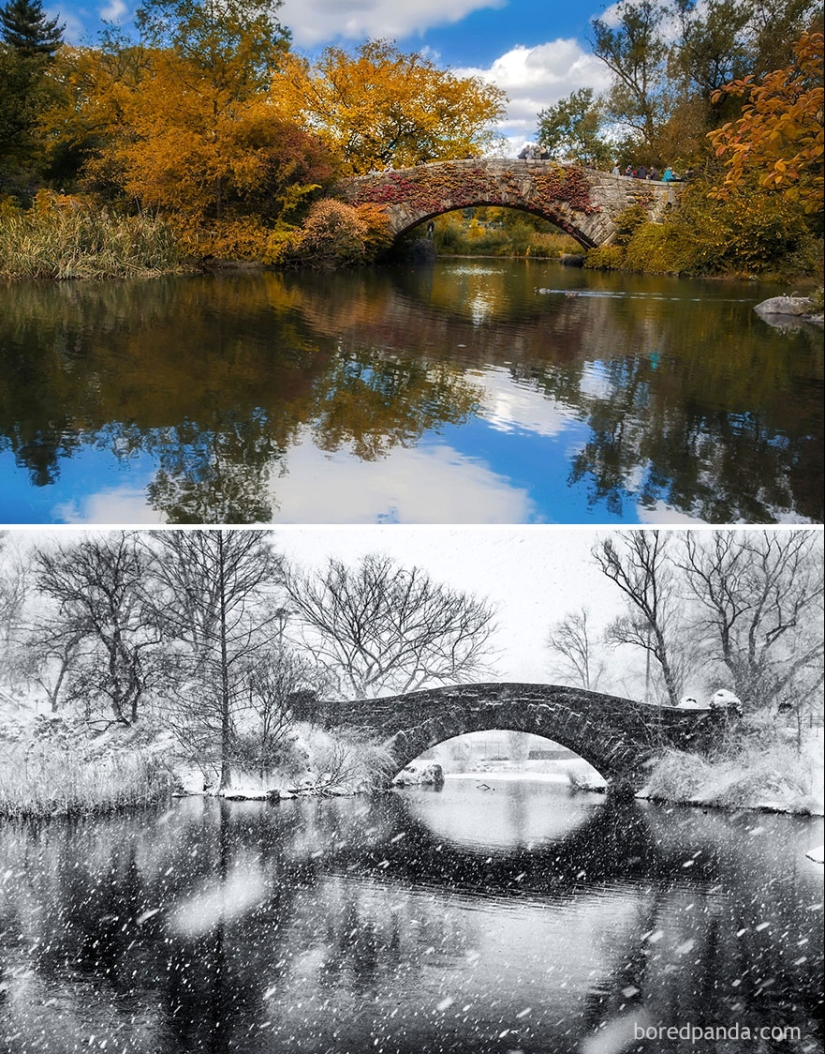 Imágenes mágicas de lugares pintorescos antes y durante el invierno Imágenes mágicas de lugares pintorescos antes y durante el invierno