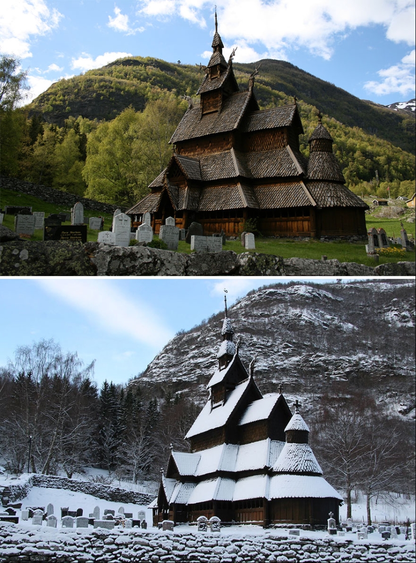 Imágenes mágicas de lugares pintorescos antes y durante el invierno Imágenes mágicas de lugares pintorescos antes y durante el invierno