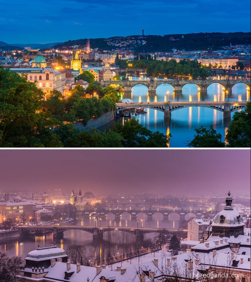 Imágenes mágicas de lugares pintorescos antes y durante el invierno Imágenes mágicas de lugares pintorescos antes y durante el invierno