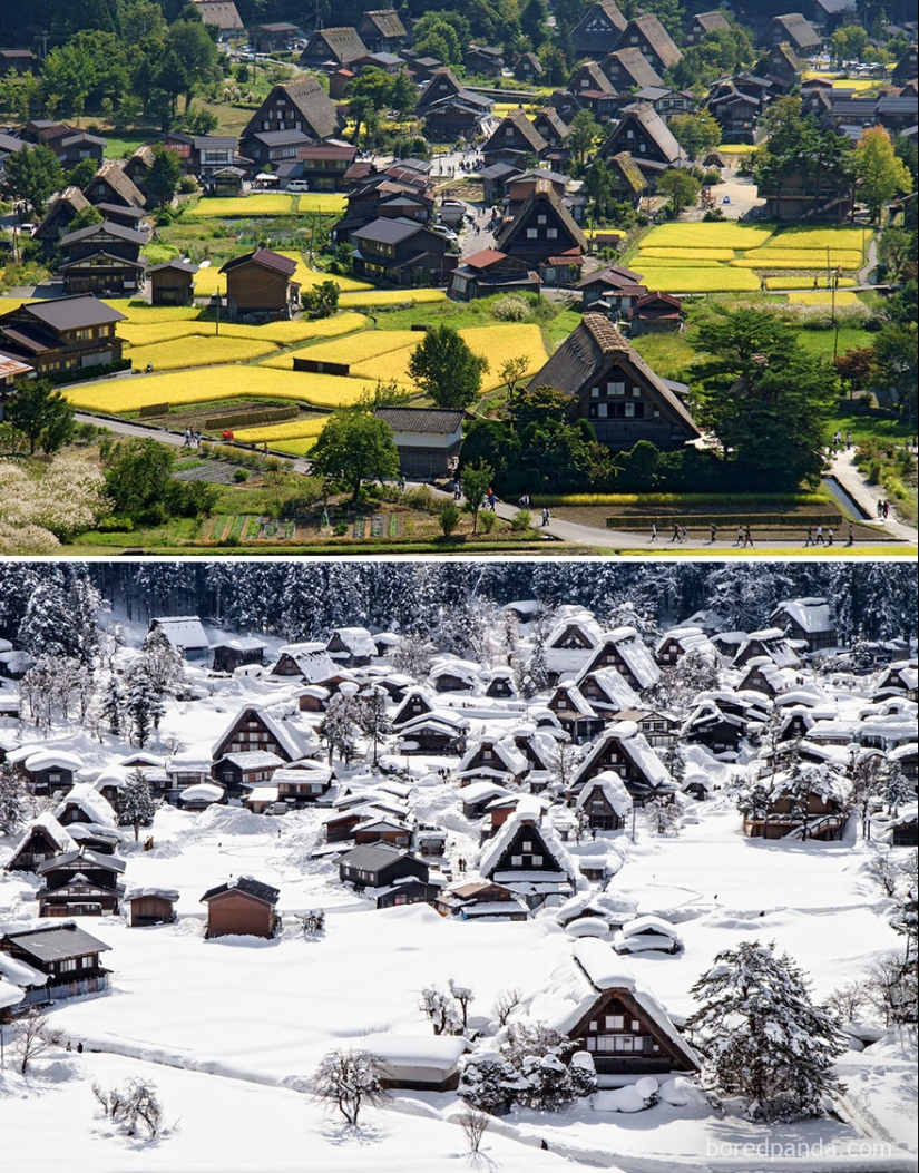 Imágenes mágicas de lugares pintorescos antes y durante el invierno Imágenes mágicas de lugares pintorescos antes y durante el invierno
