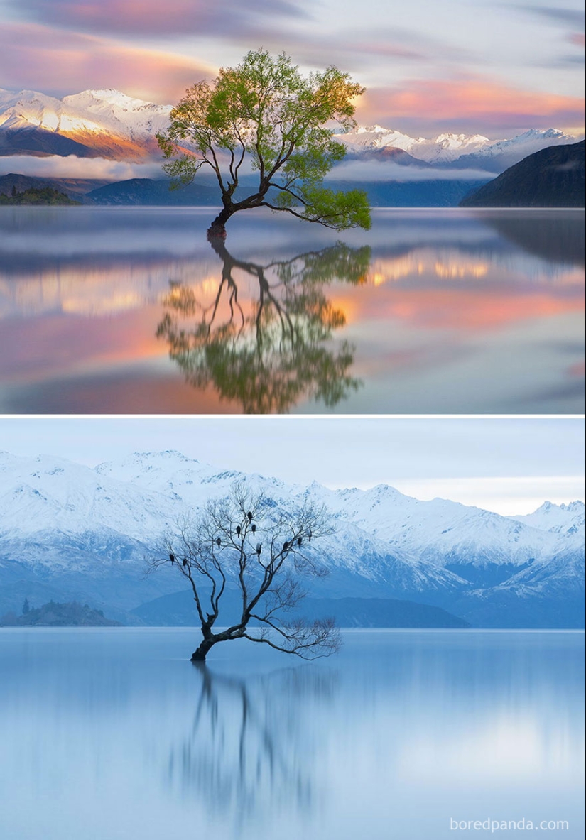 Imágenes mágicas de lugares pintorescos antes y durante el invierno Imágenes mágicas de lugares pintorescos antes y durante el invierno