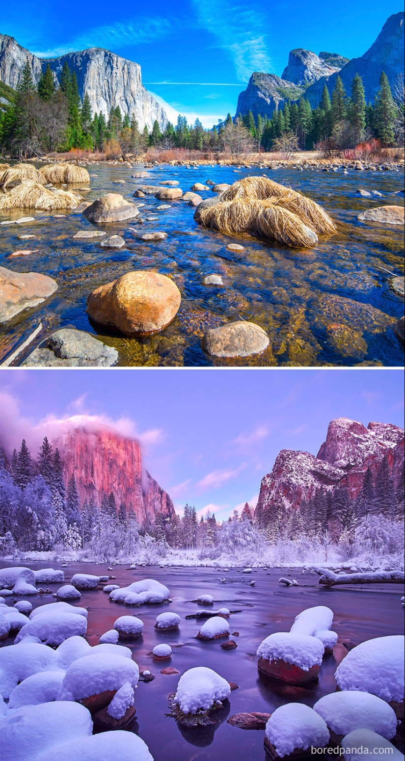 Imágenes mágicas de lugares pintorescos antes y durante el invierno Imágenes mágicas de lugares pintorescos antes y durante el invierno