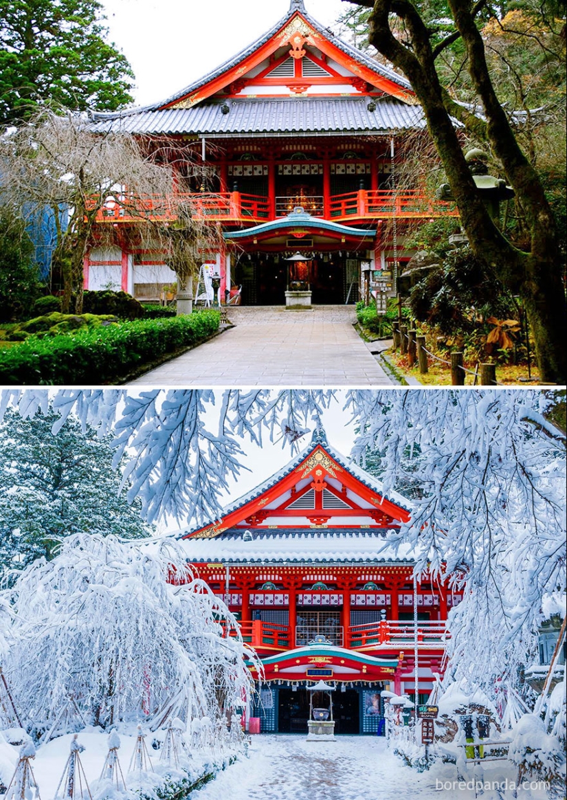 Imágenes mágicas de lugares pintorescos antes y durante el invierno Imágenes mágicas de lugares pintorescos antes y durante el invierno