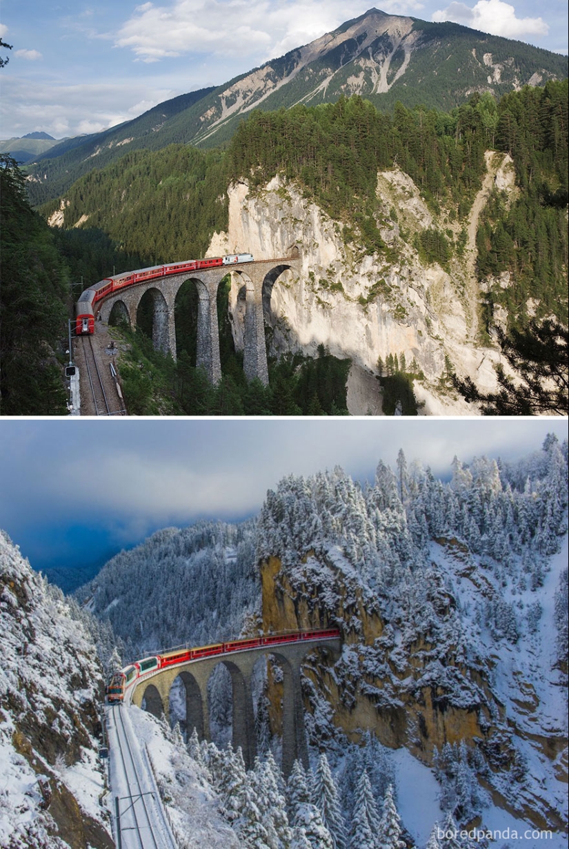 Imágenes mágicas de lugares pintorescos antes y durante el invierno Imágenes mágicas de lugares pintorescos antes y durante el invierno