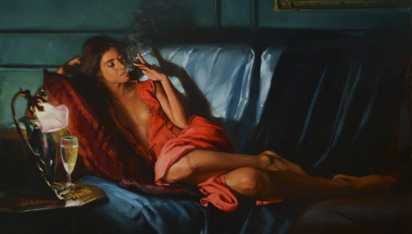 Immodest female beauty by Hungarian artist Laszlo Gulyas