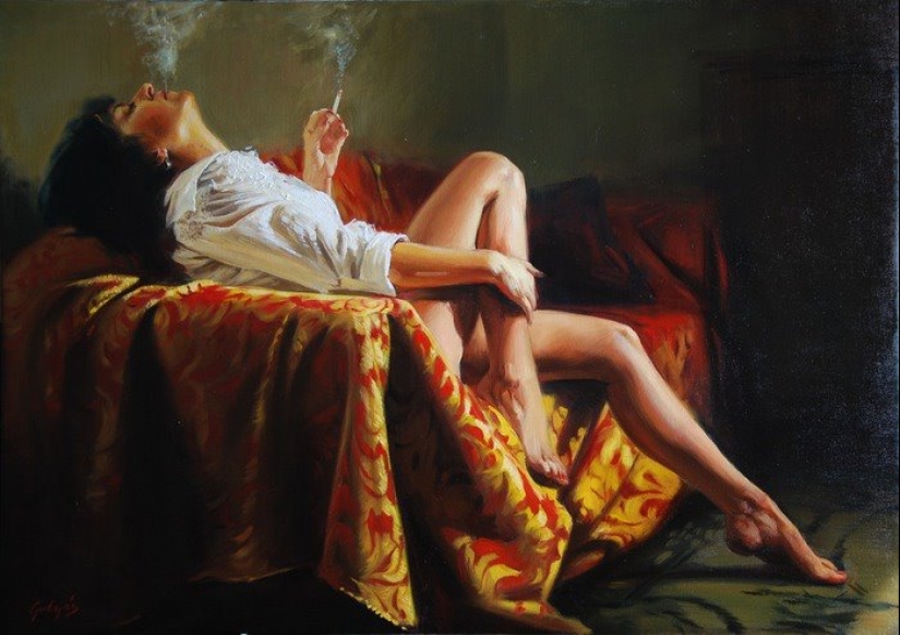 Immodest female beauty by Hungarian artist Laszlo Gulyas