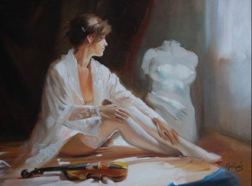 Immodest female beauty by Hungarian artist Laszlo Gulyas