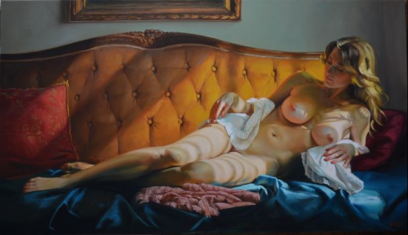 Immodest female beauty by Hungarian artist Laszlo Gulyas