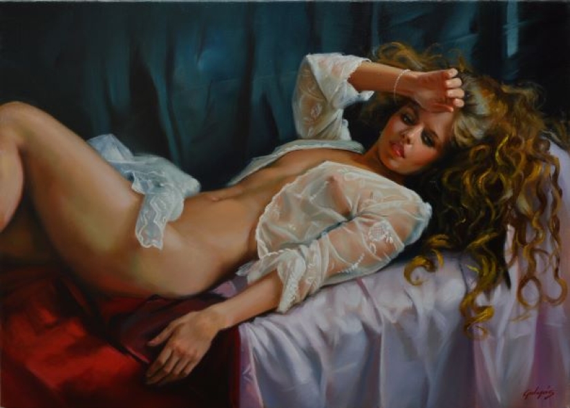 Immodest female beauty by Hungarian artist Laszlo Gulyas