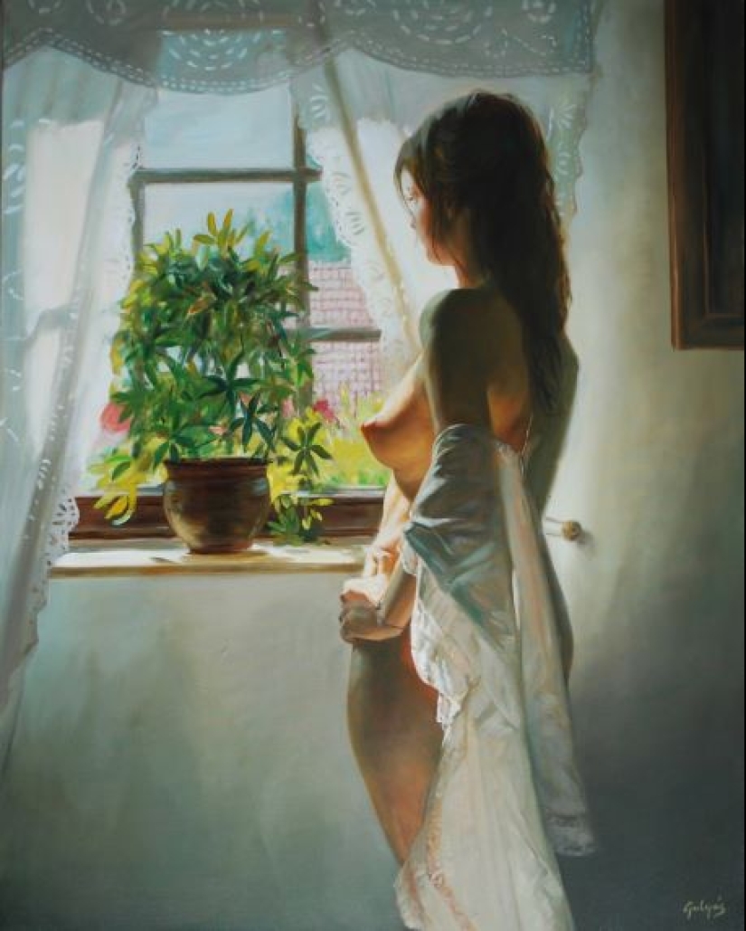 Immodest female beauty by Hungarian artist Laszlo Gulyas