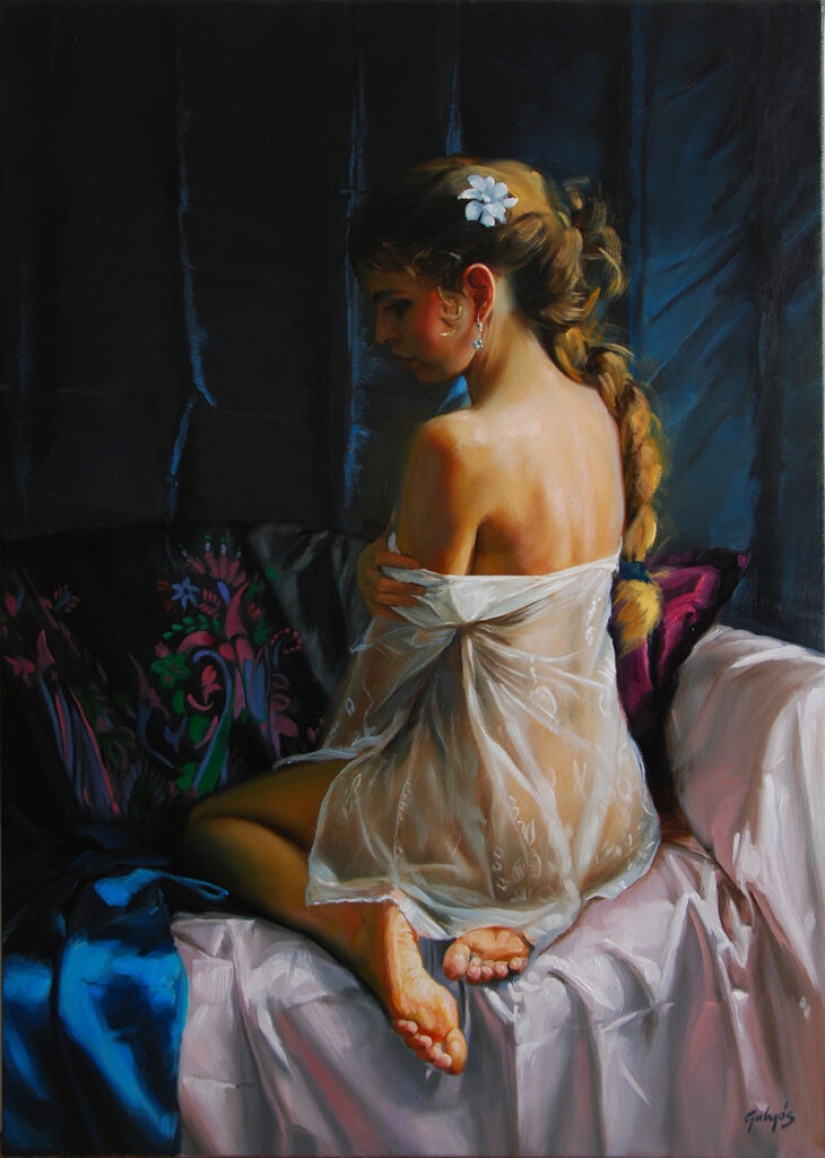 Immodest female beauty by Hungarian artist Laszlo Gulyas