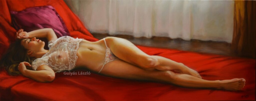 Immodest female beauty by Hungarian artist Laszlo Gulyas