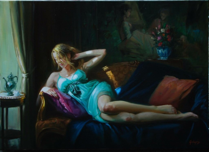 Immodest female beauty by Hungarian artist Laszlo Gulyas