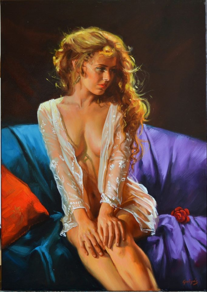 Immodest female beauty by Hungarian artist Laszlo Gulyas