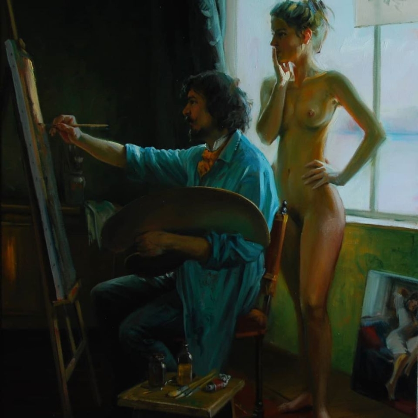 Immodest female beauty by Hungarian artist Laszlo Gulyas