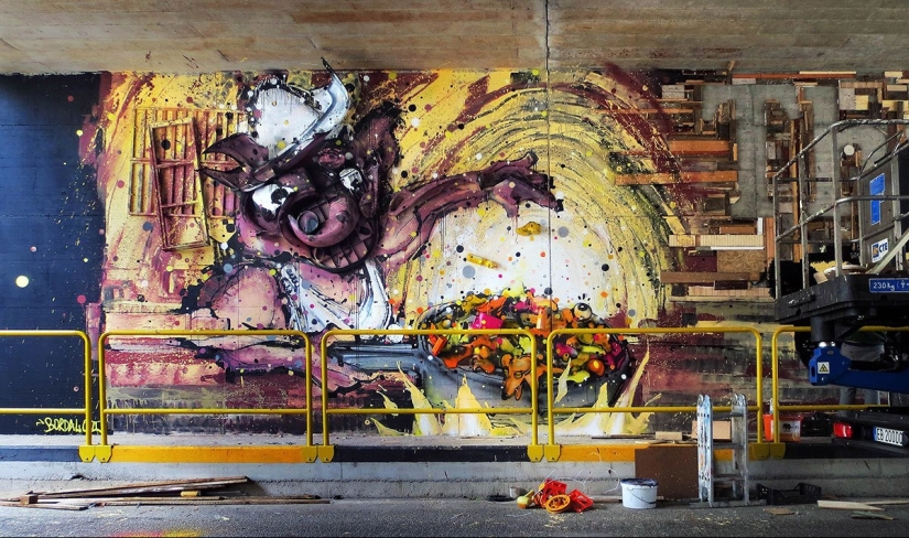 Impresionante el arte de la calle en forma de animales hechas totalmente de basura