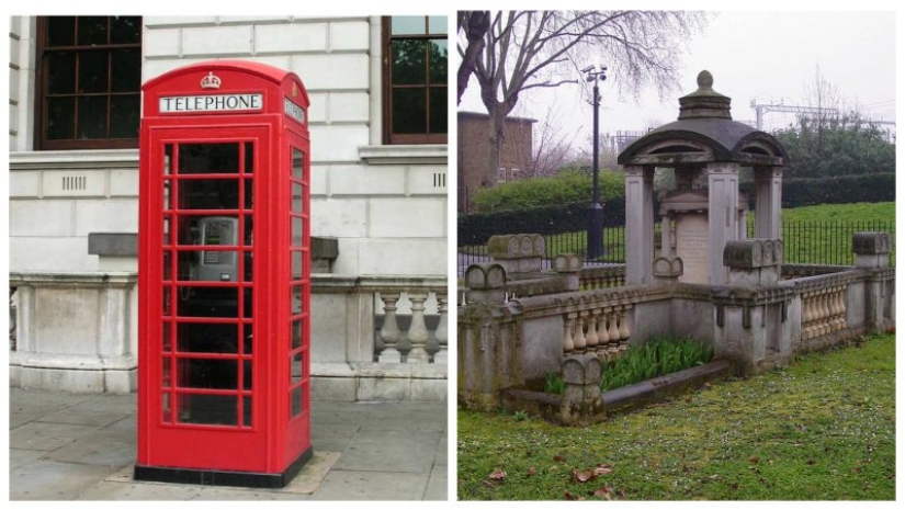 Intimate conversation: the famous red telephone box copied from the tombstones Intimate conversation: the famous red telephone box copied from the tombstones