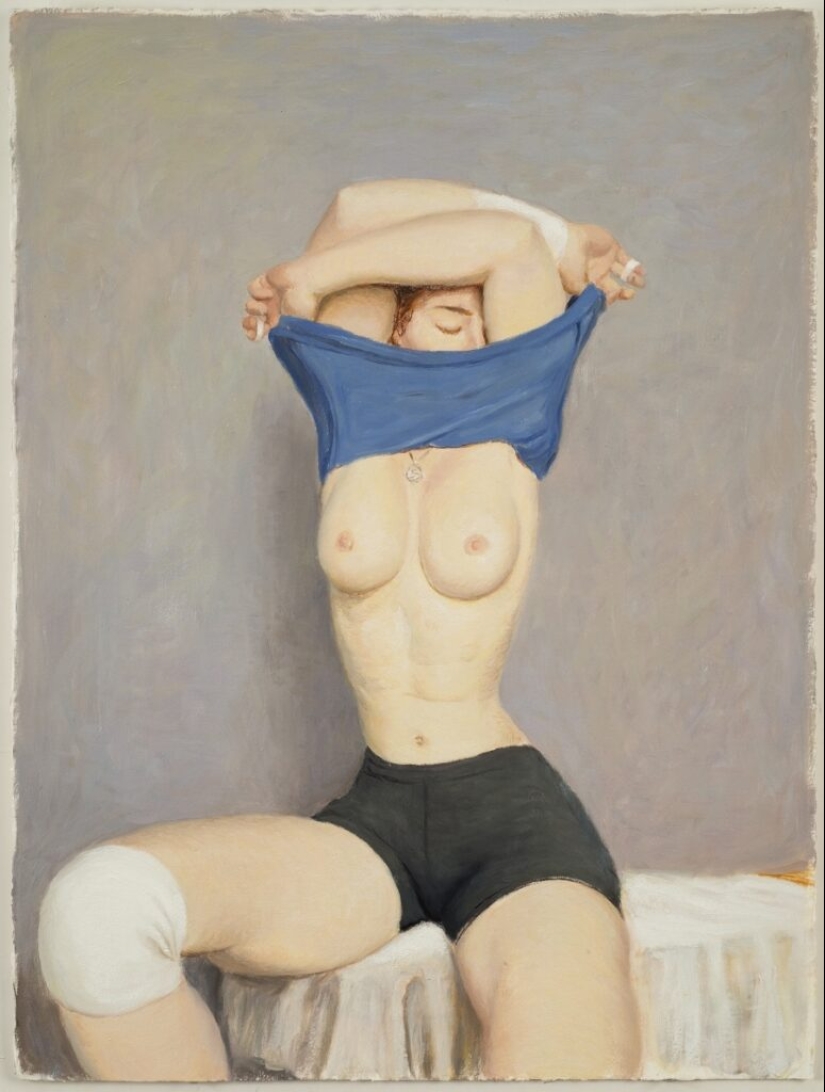 Ironic paintings by Jansson Stegner: massive beauties against thin guys Ironic paintings by Jansson Stegner: massive beauties against thin guys