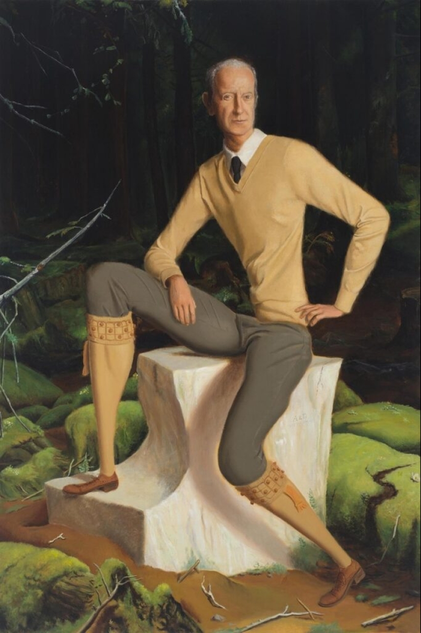 Ironic paintings by Jansson Stegner: massive beauties against thin guys Ironic paintings by Jansson Stegner: massive beauties against thin guys