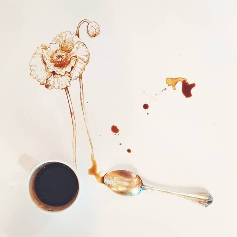 Italian artist Giulia Bernardelli turned spilled coffee into art Italian artist Giulia Bernardelli turned spilled coffee into art