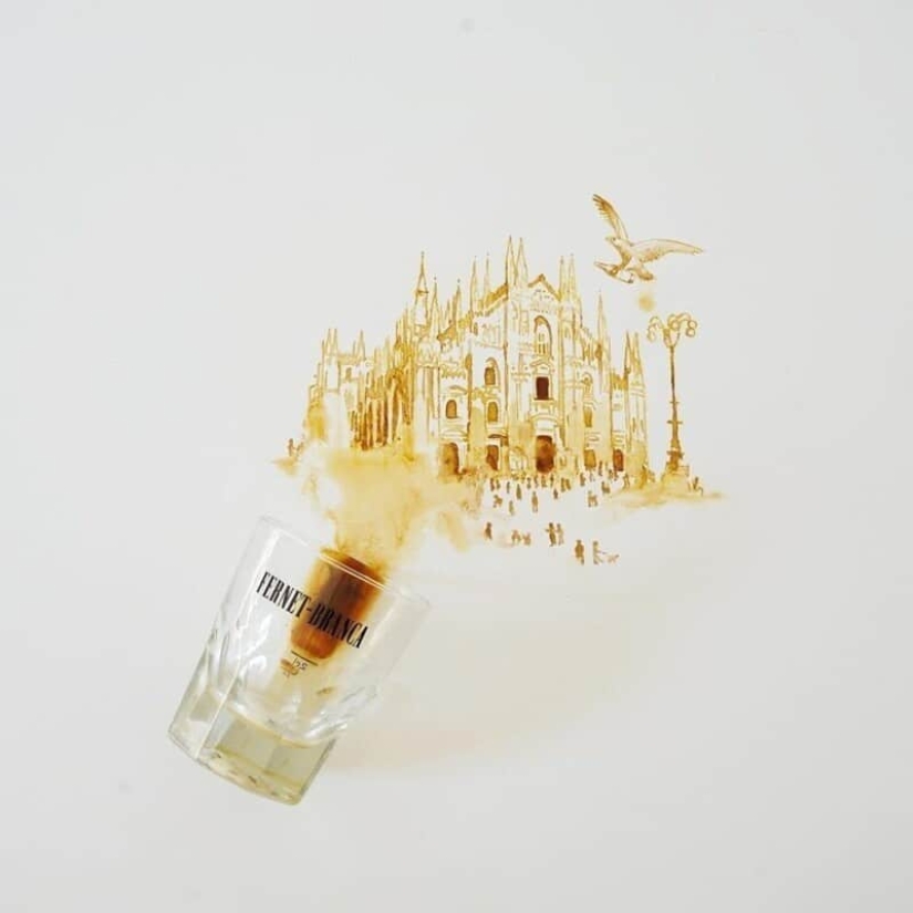Italian artist Giulia Bernardelli turned spilled coffee into art Italian artist Giulia Bernardelli turned spilled coffee into art