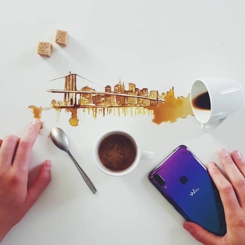 Italian artist Giulia Bernardelli turned spilled coffee into art Italian artist Giulia Bernardelli turned spilled coffee into art