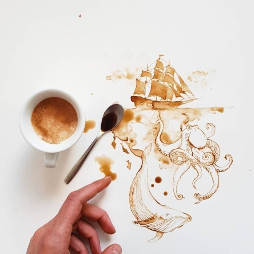 Italian artist Giulia Bernardelli turned spilled coffee into art Italian artist Giulia Bernardelli turned spilled coffee into art