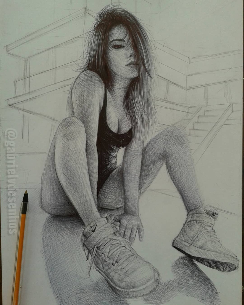 La artista brasileña crea increíblemente realista y emocional de los retratos en lápiz
