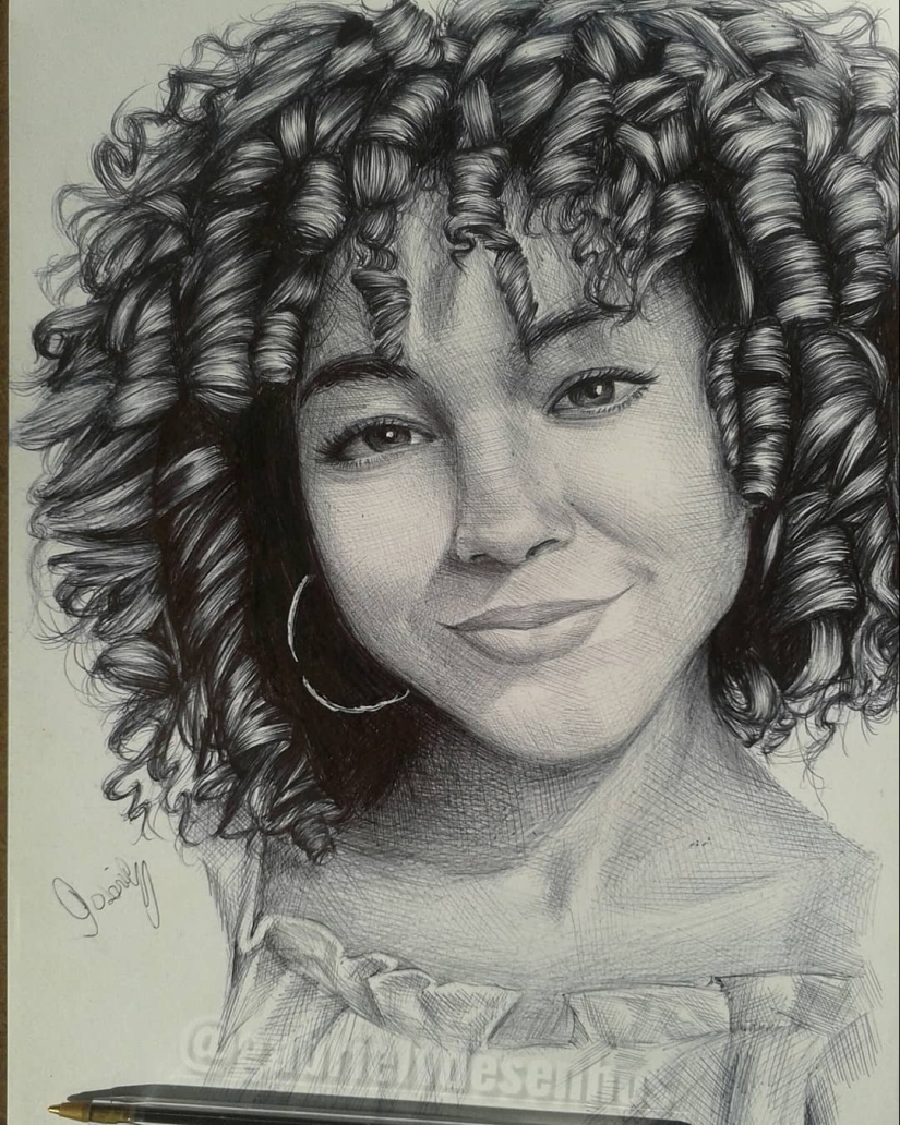La artista brasileña crea increíblemente realista y emocional de los retratos en lápiz