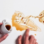 La artista italiana Giulia Bernardelli convirtió el café derramado en arte La artista italiana Giulia Bernardelli convirtió el café derramado en arte