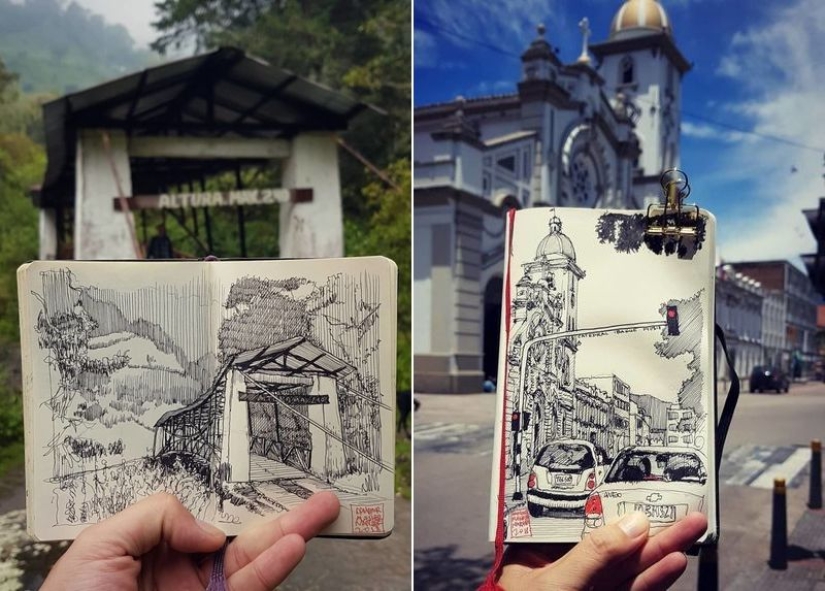 La realidad es transferida al papel: la increíble bocetos del arquitecto desde Colombia